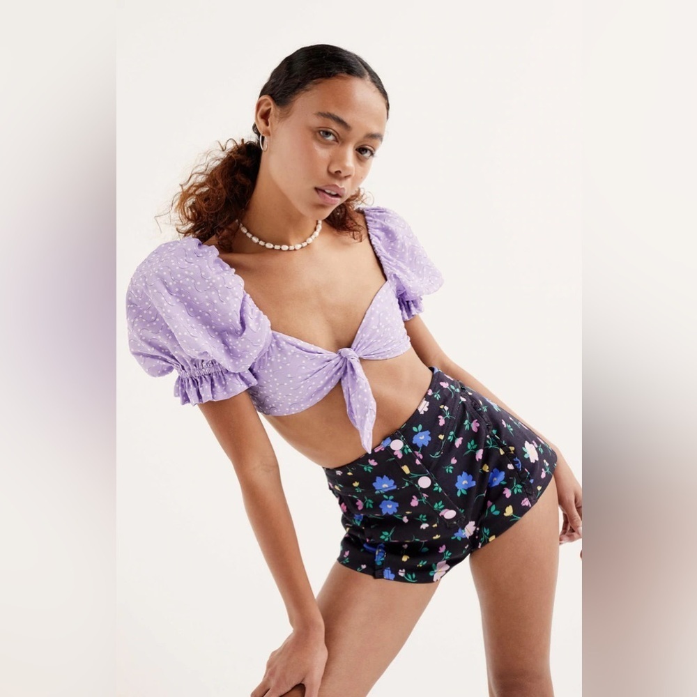 NWT For Love & Lemons - Purple Chelsea Crop Top Sz SMALL - Picture 6 of 10